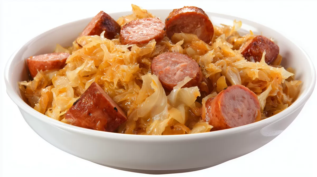 Polnischer Bigos Krauteintopf mit Räucherwurst