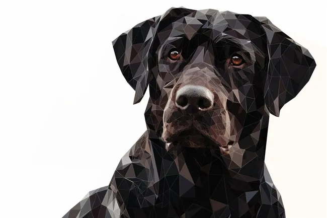 Polygonale Grafik eines fröhlichen schwarzen Labrador-Retrievers