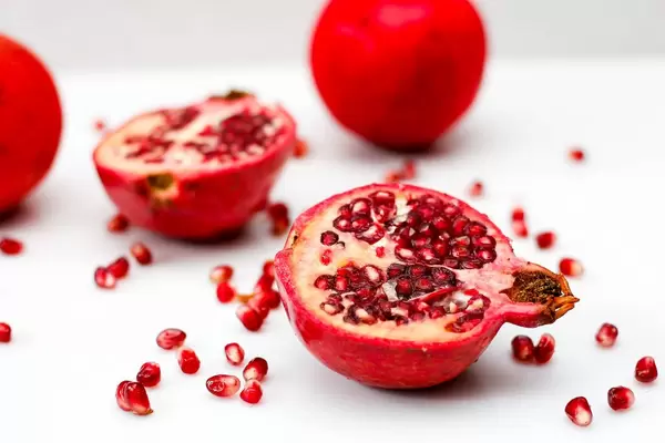 Pomegranata on a White Background Close-up
