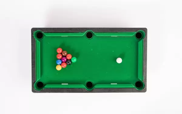 Pool table with balls