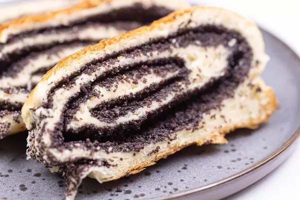Poppy Seeds pie served on the plate