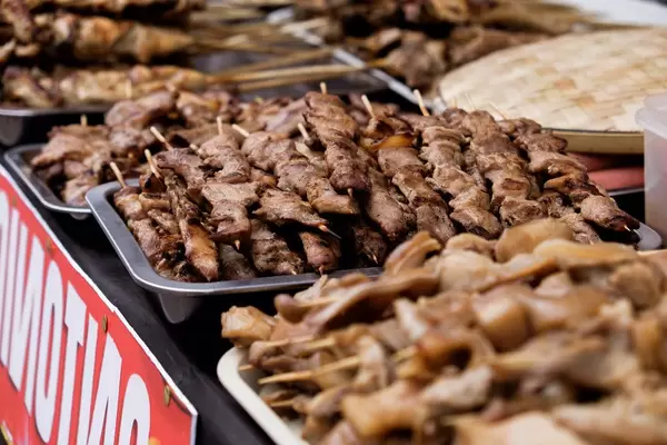 Pork barbeque displayed on a tray (Flip 2019)