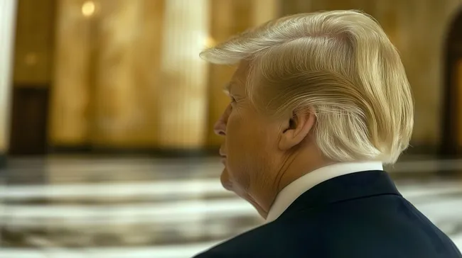 Porträt des US-Präsidenten mit markanter Frisur