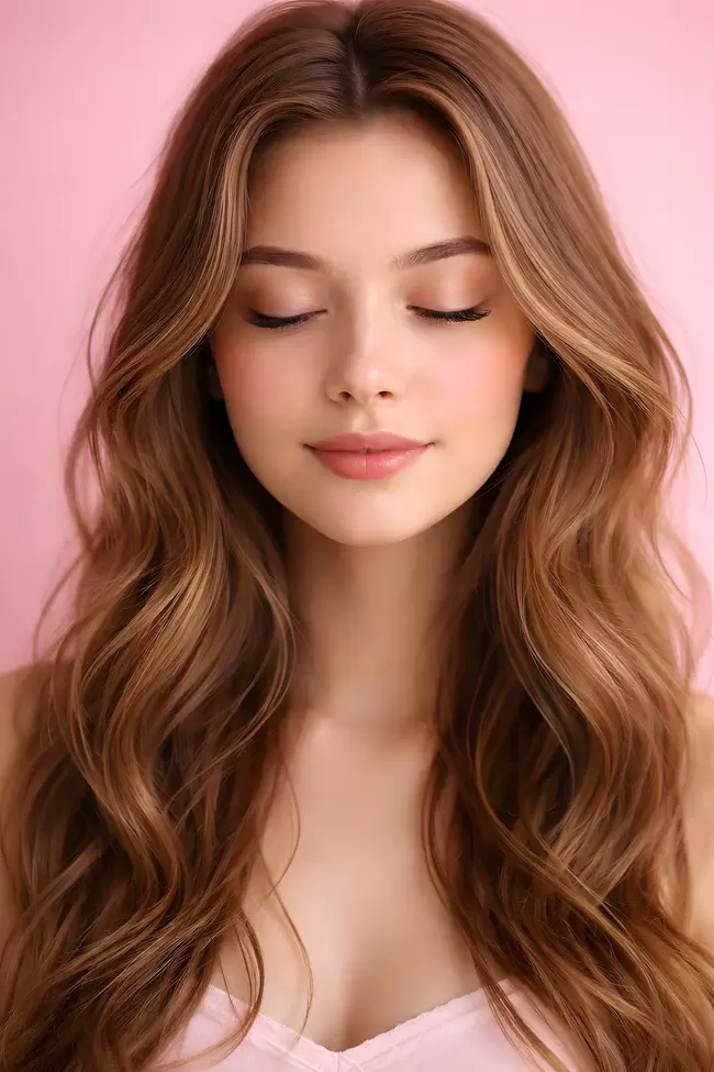 Porträt einer natürlich schönen Frau mit braunem Haar