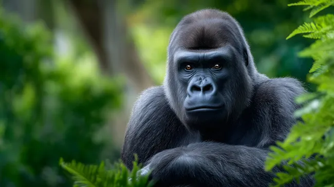 Porträt eines mächtigen Gorillas im tropischen Dschungel