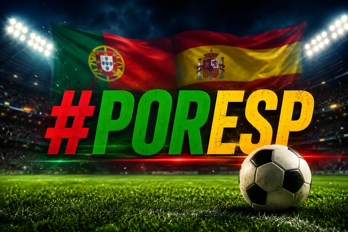 Portugal gegen Spanien Fußballduell mit Stadionatmosphäre