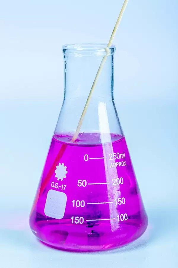 Potassium permanganate solution in a glass flask
