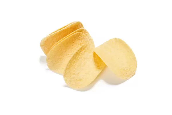 Potato chips isolated on white background