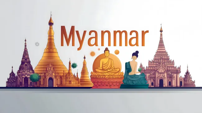 Prachtvolle Tempelkulisse von Myanmar mit Buddha-Statue