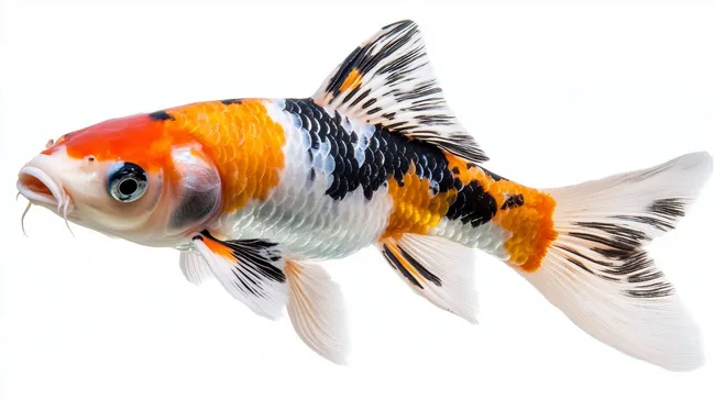 Prachtvoller japanischer Koi-Karpfen in Nahaufnahme