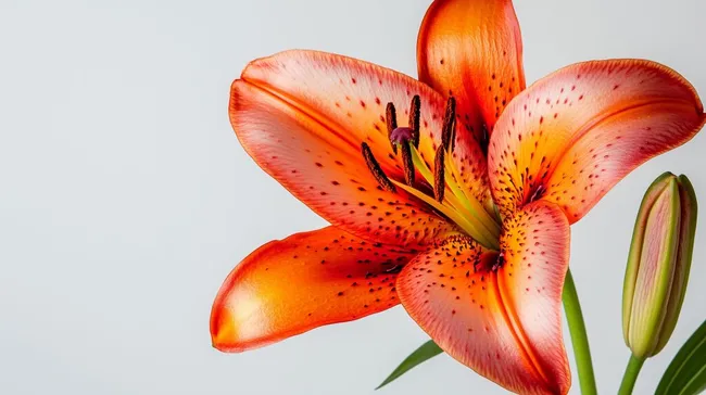 Prächtiger Tigerlilie-Nahaufnahme vor weißem Hintergrund