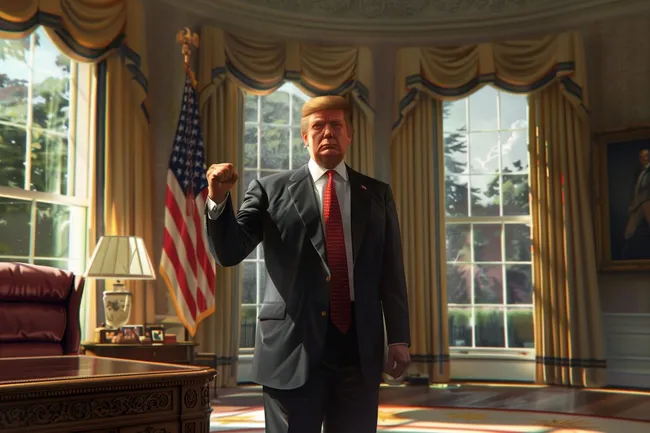 Präsident Trump in der Oval-Office-Kulisse