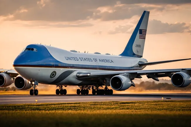 Präsidenten-Flugzeug Air Force One bei der Landung