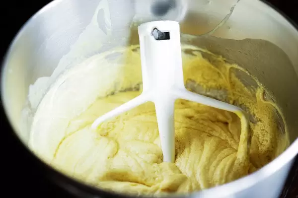 Praparing cookie batter in a bowl