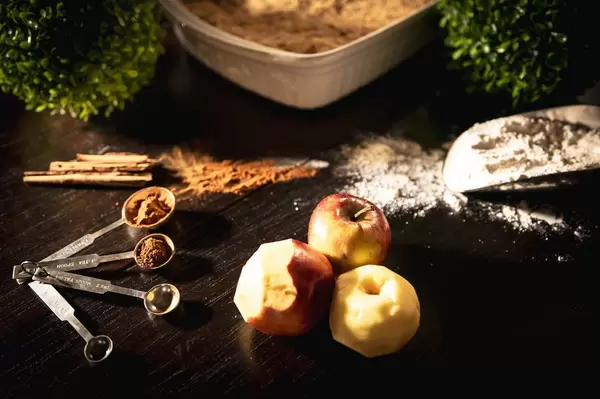 Preparing ingredients for an Apple Crisp recipe