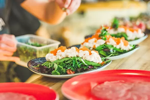 Preparing Seafood Salad With Salmon Cream and Fish Eggs (Flip 2019)