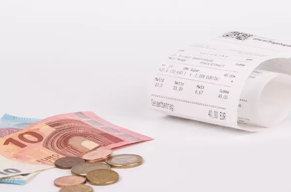 Printed receipt and Euro money