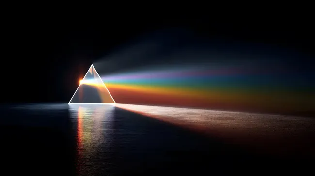 Prismenstrahl auf dunkler Meeresoberfläche