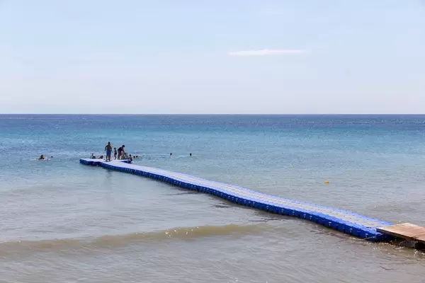 Private beach of Aelia Bar Restaurant & Beach Lounge