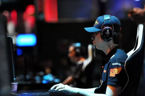 Pro Gamer on the stage focused