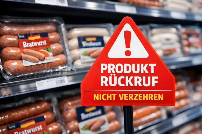 Produktrückruf von Wurst im Supermarkt