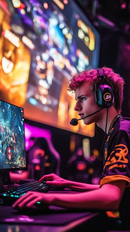 Professioneller E-Sport-Spieler bei Wettbewerb