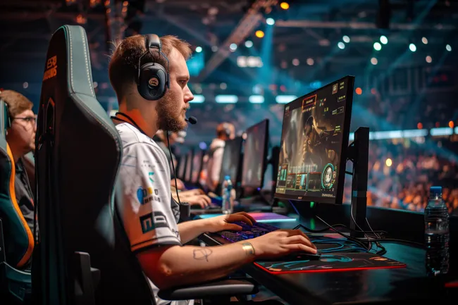 Professioneller E-Sportler bei Turnier-Wettkampf