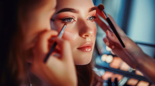 Professionelles Make-up einer Frau in Nahaufnahme