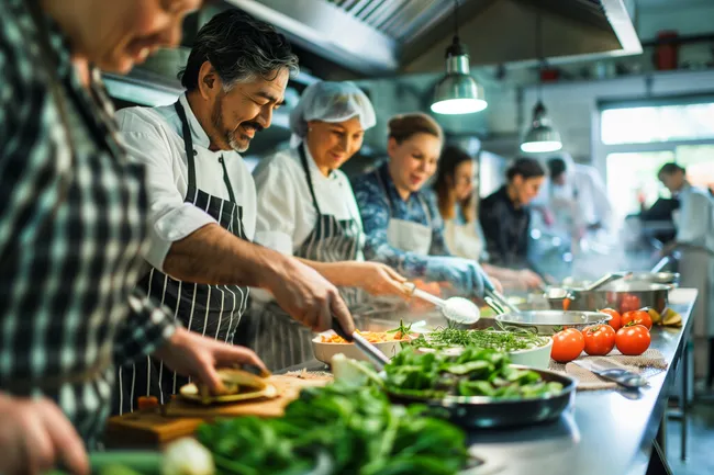 Profis in der Küche bei der Zubereitung von Speisen