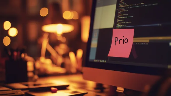 Programmcodes und Priorität auf Computerbild