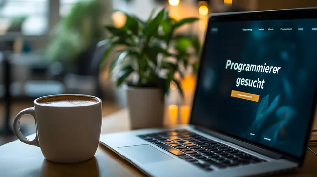 Programmierer-Arbeitsplatz mit Kaffeepause