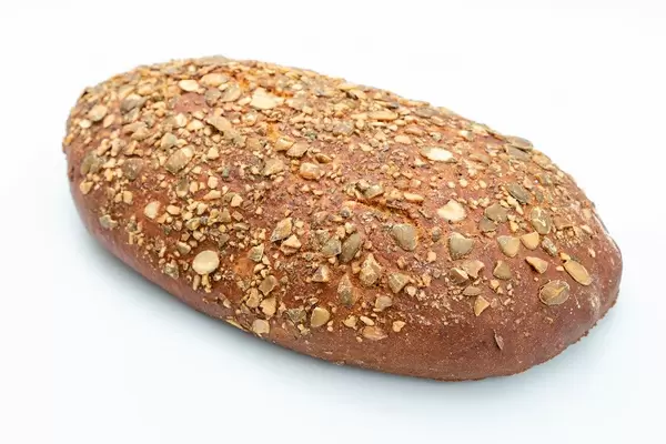 Protein Bread with Pumpkin seed isolated above white background (Flip 2019)