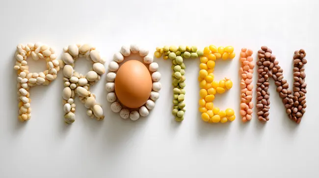 Protein-Konzept aus Hülsenfrüchten und Eiern