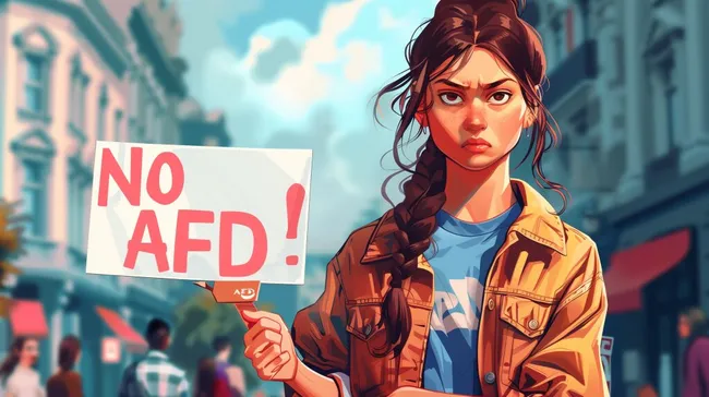 Protestierende Frau mit 'No AFD'-Schild in der Stadt