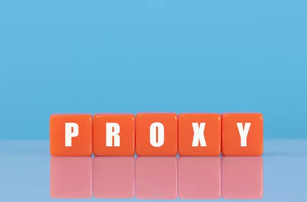 Proxy text on orange cubes