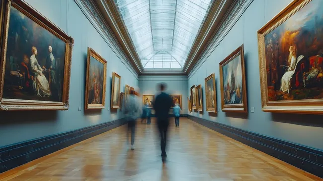 Prunkvoller Gemäldesaal mit Glasdach