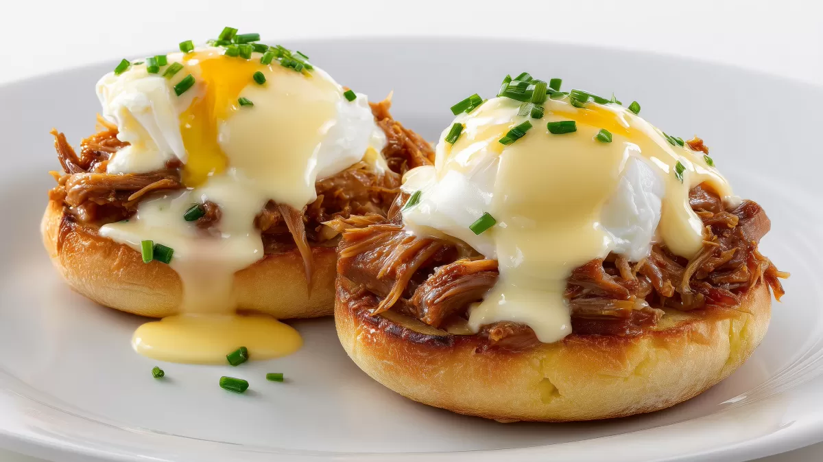 Pulled Pork Eggs Benedict mit Hollandaise