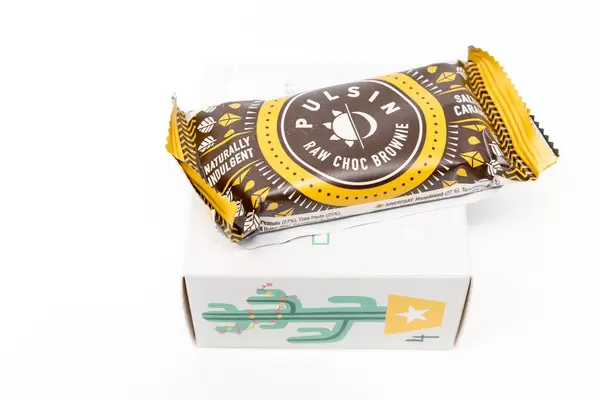 Pulsin - raw chocolate brownie from the fourth door of the vegan Foodist Active advents calendar