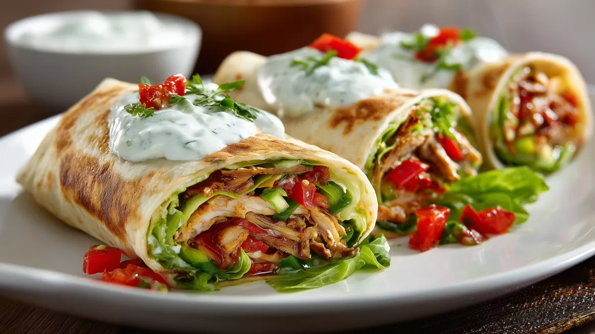 Puten-Gyros-Burrito mit Tzatziki & Gemüse