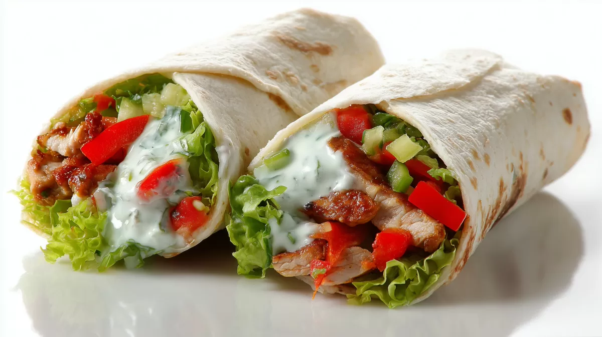 Puten Gyros Burritos mit Tzatziki und frischem Gemüse