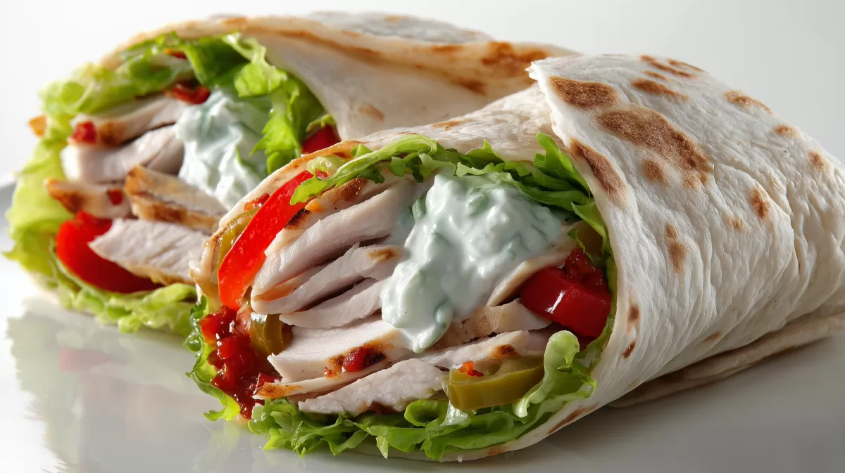 Puten Gyros Burritos mit Tzatziki und Gemüse