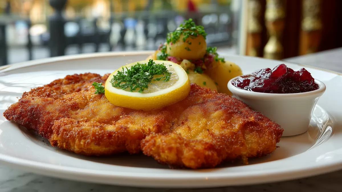 Putenschnitzel Wiener Art food mit Kartoffeln