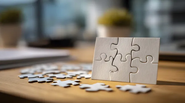 Puzzle mit fehlenden Teilen auf Holztisch