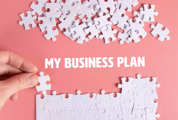 Puzzle pieces with My Business Plan text