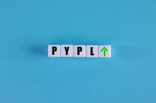 PYPL text on white cubes