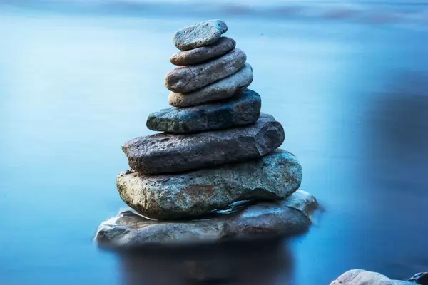 Pyramid of Rocks in the Middle of the River