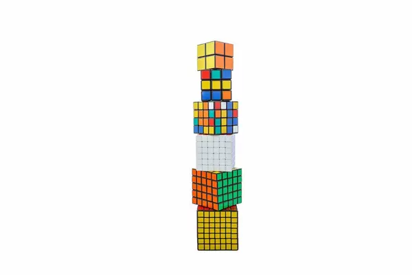 Pyramid of Rubik's cubes with few moved cubes (Flip 2019)