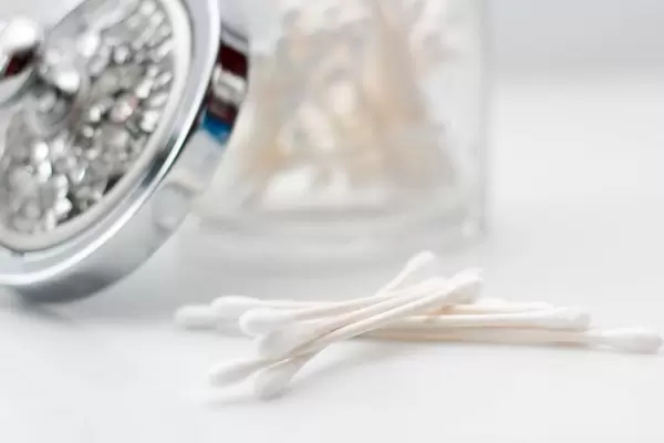Q-Tips Close-Up on a White Background