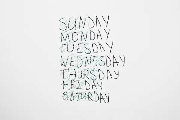 Quarantine days of the week. Losing track of time. What day is it