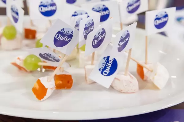 Quäse for tasting - high protein cheese containing low fat at the Fibo fitness trade show in Cologne